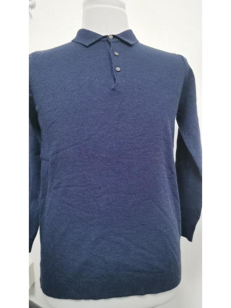Men's Casual Long Sleeve European Size Polo Knit Sweater