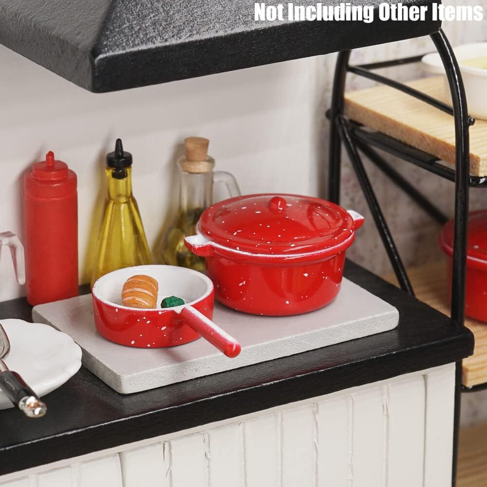 1/12 Miniature Pots Cooking Pot Set of 4 Dollhouse Kitchen Cookware Accessories