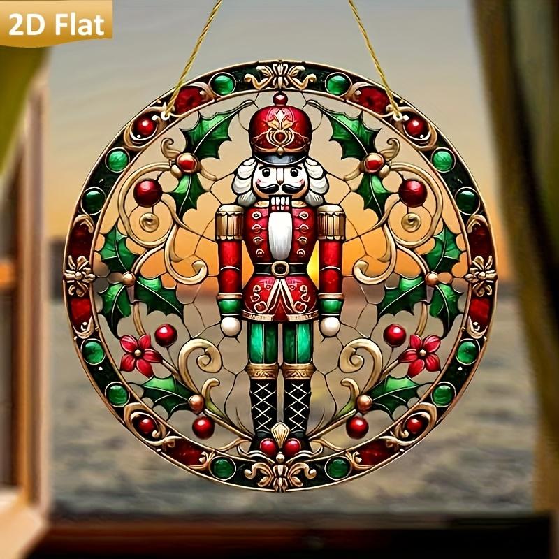 Nutcracker Suncatcher. Acrylic with Golden Accents & Holly for Indoor/outdoor Holiday Gifting.
