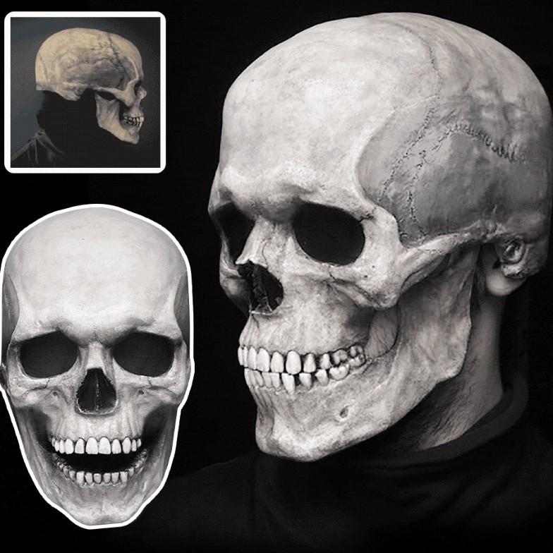 Mike s new mask is a movable skull mask, a Halloween skull with a movable headgear Light-colored skull