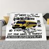 Cartoon School Bus Theme Plush Blanket Digital Printing Multifunctional Blanket Sofa Bed Office Travel Blanket Blanket