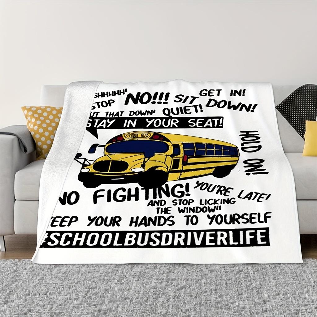 Cartoon School Bus Theme Plush Blanket Digital Printing Multifunctional Blanket Sofa Bed Office Travel Blanket Blanket