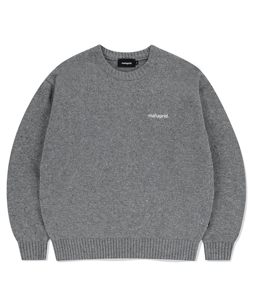 MAHAGRID Basic Logo Nep Knit Sweater Gray(Mg2Efmk605A)