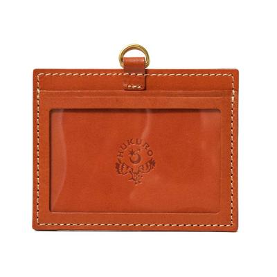 ID Case with Jotter, Card Holder, Made of Tochigi Leather, Japanese-made, Orange.