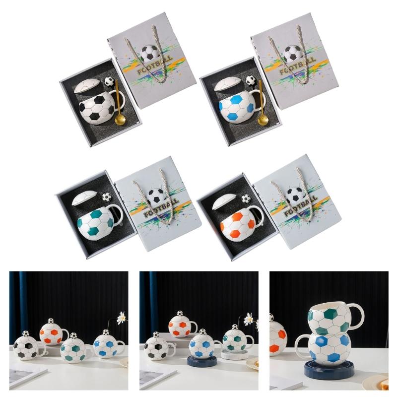 Ceramic Drinking Cup With Soccer Designs 400ml Coffee Mug For Sports Enthusiasts Soccer Theme Drinkware For Home