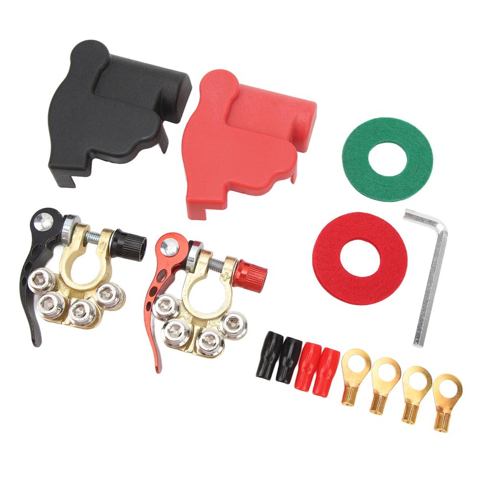 2 Stück Kfz-Batterieklemmen mit 4-poligem schwarz-rotem Bootsanhänger-Klemmenanschluss für SAE- oder JIS-Typ-A-Pfosten