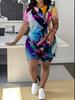 Butterfly Ladies Casual Suit Short Sleeve Shorts 1D Digital Flower Printing Fashion T-Shirt Two-piece Set