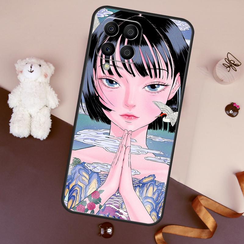 Cartoon Girl Aesthetic Case For Samsung Galaxy M06 M53 M13 M31 M11 M35 M55 M15 M56 M36 M16 M12 M32 M52 M14 M34 M54