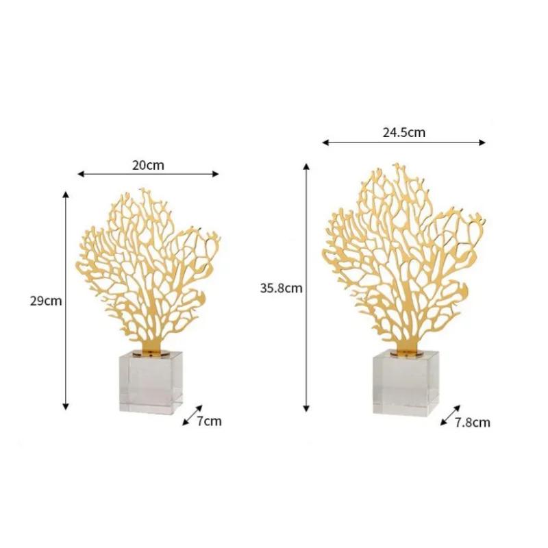 Ornamento Creativo in Vetro Albero Dorato Vuoto Albero Metallico Fortunato Statuette Decorative Corallo di Cristallo Statuetta Decorazione per la Casa Accessor