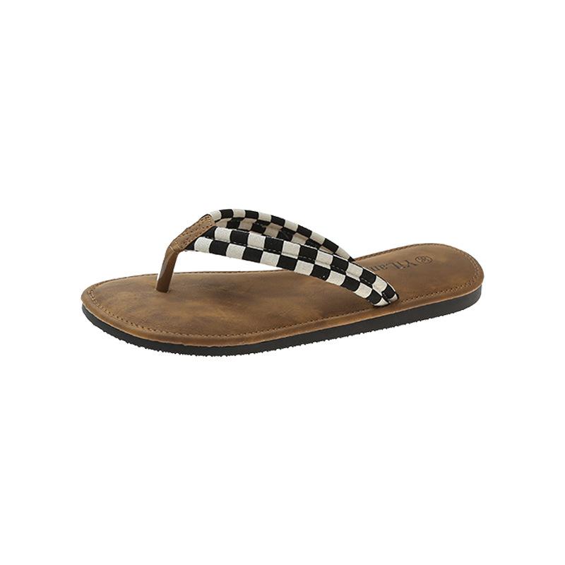 

Foreign trade large size slippers summer 2025 new women s casual flip-flops plaid flat beach shoes 35