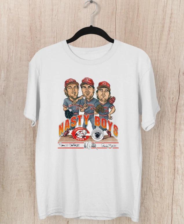 Cincinnati Reds Nasty Boys Caricature Men T-shirt White Tee S