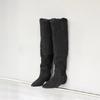 Sheepskin Version~ Retro Flat Boots Femininity Matte Wide Tube Pleated Stacked Boots Slim Versatile Knight Boots