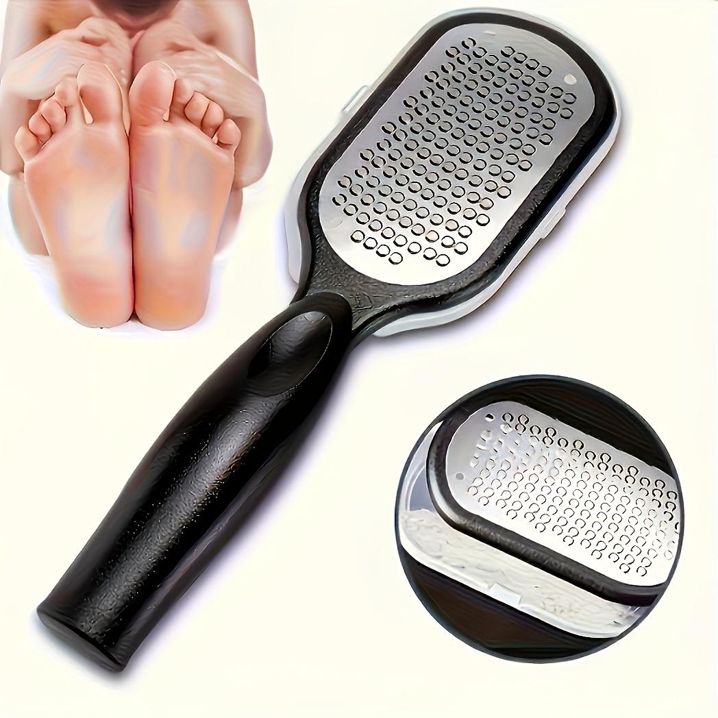 

Professional Stainless Steel Foot File - Callus Remover & Dead Skin Exfoliator, Anti-Splash Design, Ergonomic Black Handle, Essential