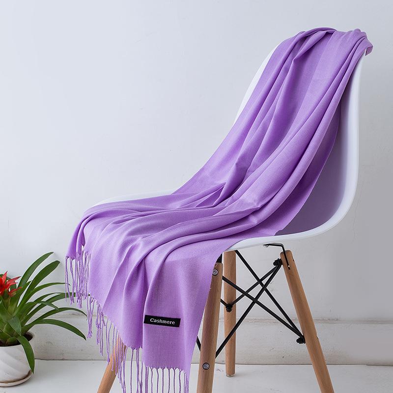 

70*200 см осенне-зимний новый женский кашемировый шарф однотонный имитация кашемира шарф толстая вышитая кашемировая шаль 200*70cm