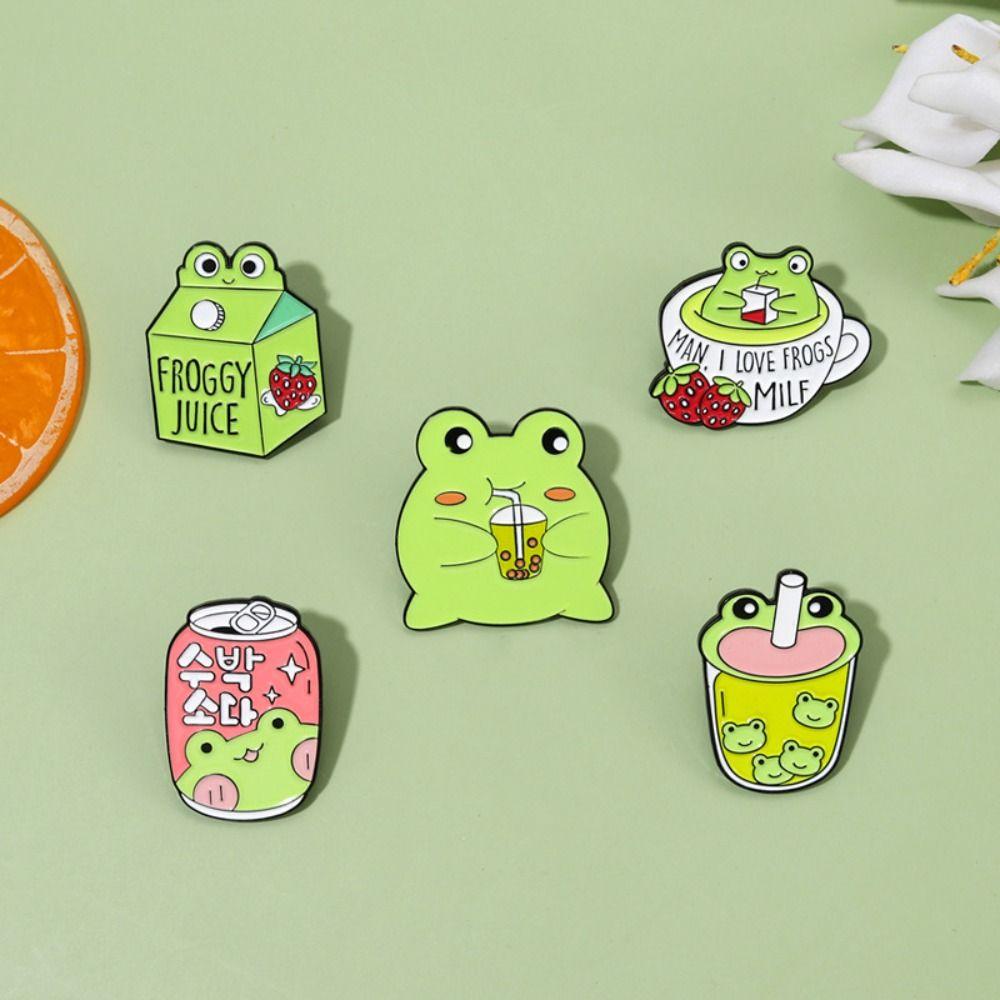 

Accessories Zinc Zinc Alloy Girls Gift Frog Brooch Women Brooch Milk Juice Can Badge Korean Style Badge