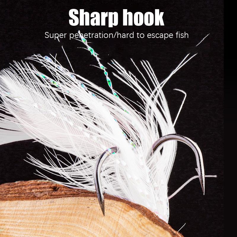 5G-12G Gold Silver Shell Pattern Sequins With Red Heart Flakes And Feather Three Hook Fake Bait Hard Bait Road Subbait