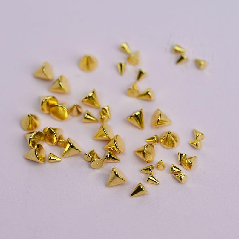 6 Grids Punk Style Flat-Back Metal Nail Art Rivet Pyramid-Shaped Charms Studs Accessories For Manicure Nails Decoration Supplies