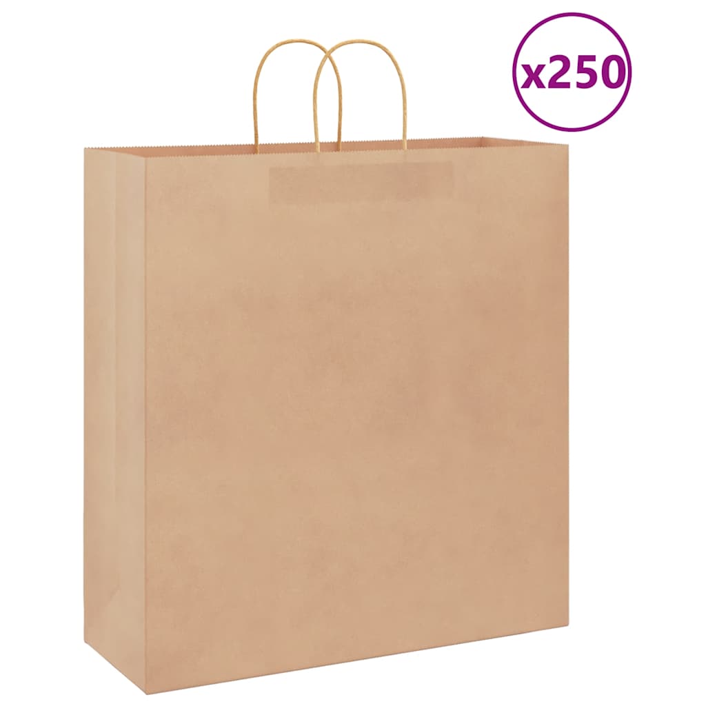 Paper Shopping Bags 250 pcs with Handles Brown 45 x 17 x 48 cm