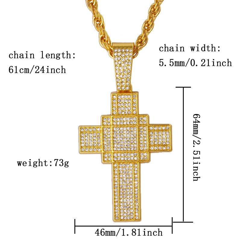 Europäische & Amerikanische Hip Hop Diamant Kreuz Halskette - Retro Legierung Mode Schmuck Anhänger
