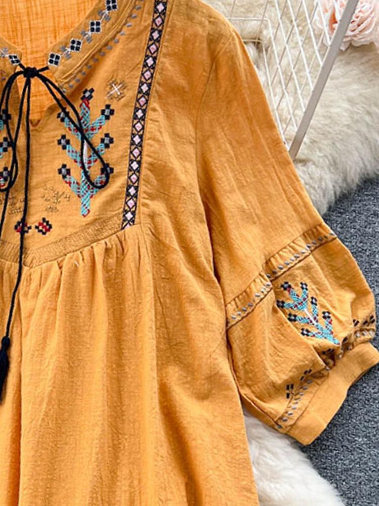 Damenkleid im nationalen Stil mit Stickereien im Retro-Stil, schmale Passform, mittellange Rüschen, Vintage-Gothic-Kleider, elegante Puffärmel, neues Partykleid