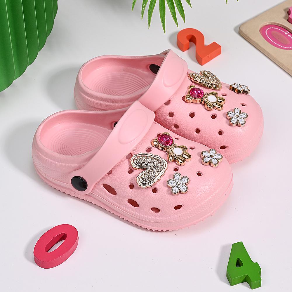 

New Children Slippers Cartoon Silver Bear Heart Flower Eva Shoes Fashionable Soft-Soled Non-Slip Sandals Beech Shoes 23