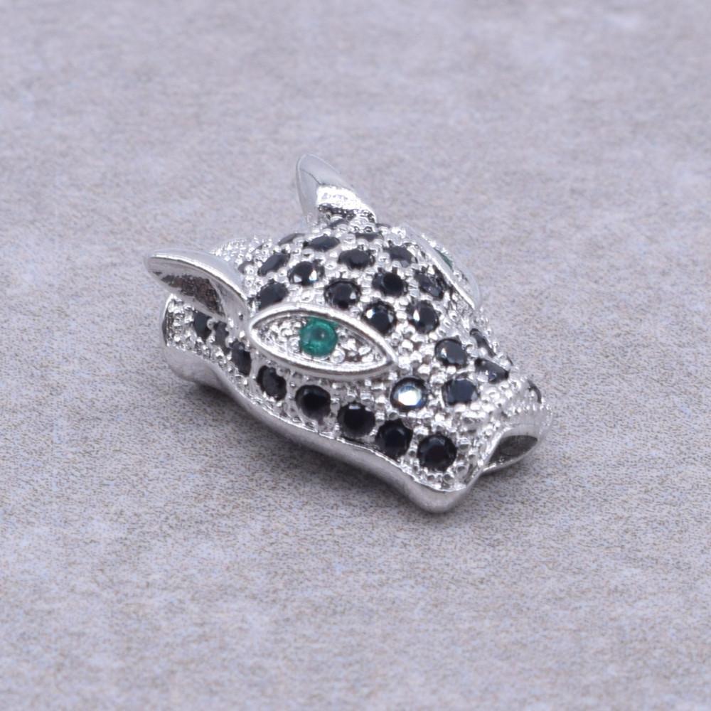 5 Pcs/lot Long Leopard Head Micro Inlaid Zircon Accessories Bracelet Hand String DIY Beads for Jewelry Making Supplies Wholesale