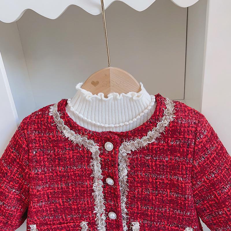 Jesień/Zima 2025 Uroczy Bawełniany Ciepły Dwuczęściowy Zestaw dla Dziewczynek w Francuskim Stylu