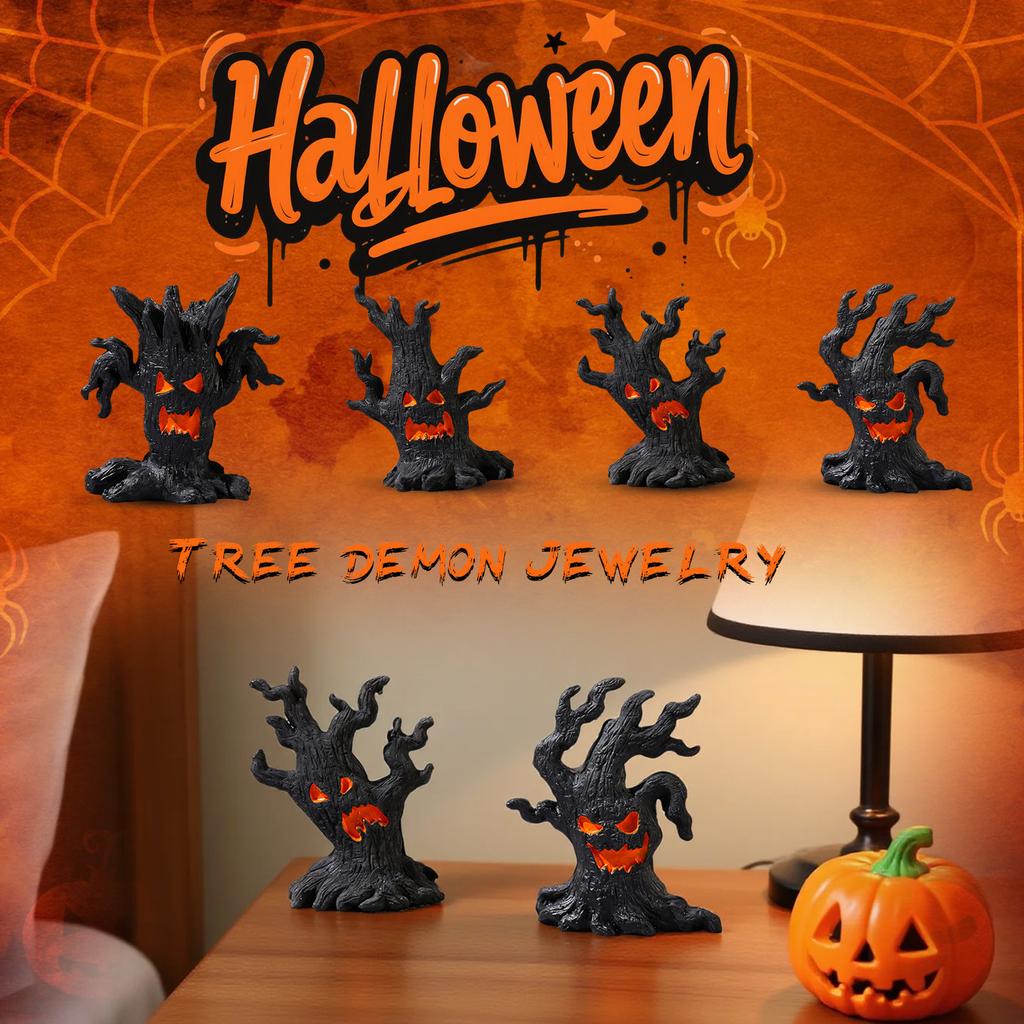 Halloween Haunted House Decorations, Resin Cute Halloween Figurines, Spooky Table Craft Tree Ornament For Party Home Garden Decor