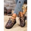Lace-up Platform Leopard Print Low-top Shoes Women's Plus Size Casual Lace-up Shoes