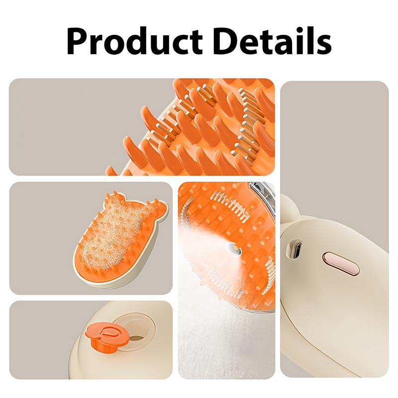 Cat Steam Brush Shampoo Hair Brush With Fine Spray Soothing Massage Rubber Comb Liquid Adding Port