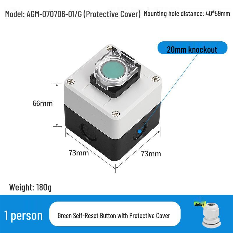 KEOLEA Waterproof Emergency Stop & Start Button, Industrial Self-Reset Push Control Box