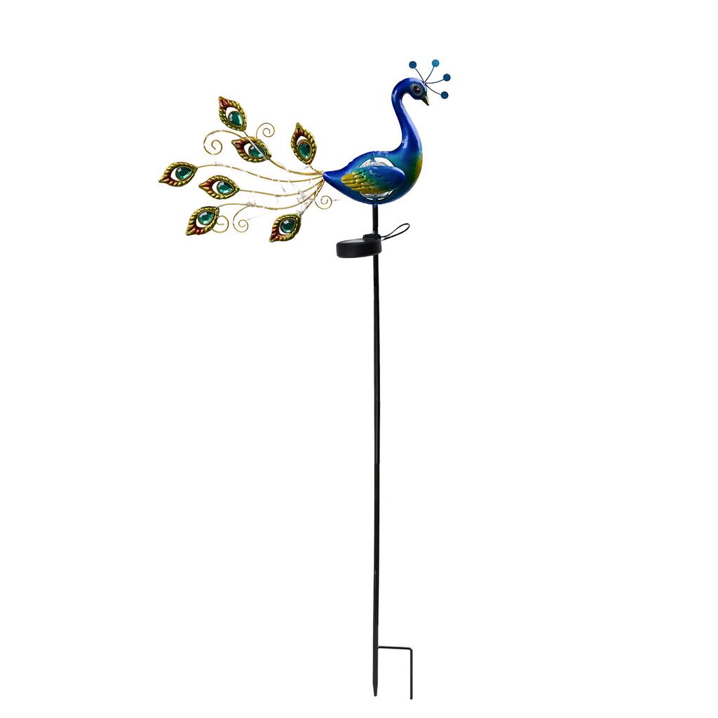 JYL TS/059,Iron Double Sided Peacock Crack Lamp Simulation Animal Lawn Stake Light for Outdoor Solar Decor