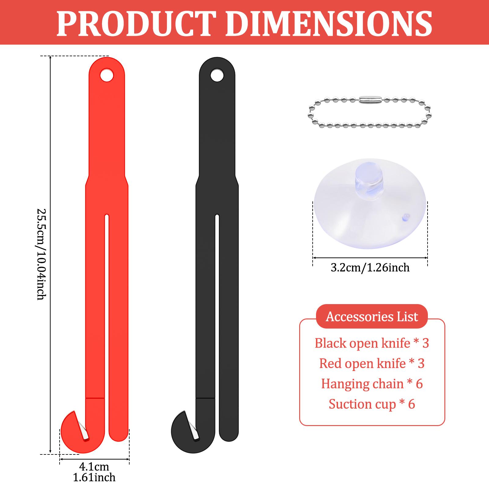 

6Pcs Food Bag Opener with Stainless Steel Blade Quick Cut Food Packet Pouch Cutter Squeezer with Suction Cup and Hanging Chain