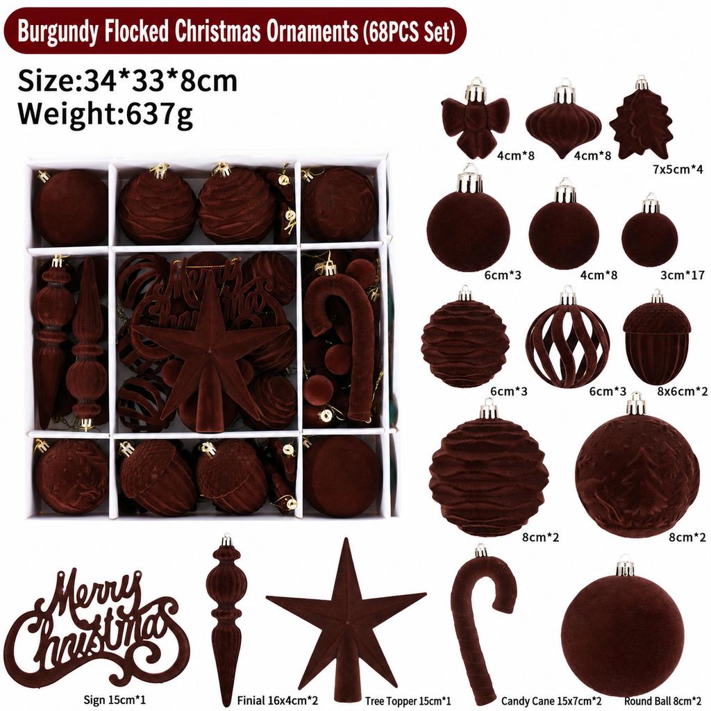 Holiday Hanging Ornaments Sturdy Plastic Christmas Ornaments Candy Cane Ornament Reusable Flocked Christmas Ornament Set