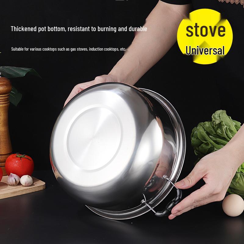 Thickened 304 Stainless Steel Soup & Milk Pot with Steamer for Induction & Gas Cookers