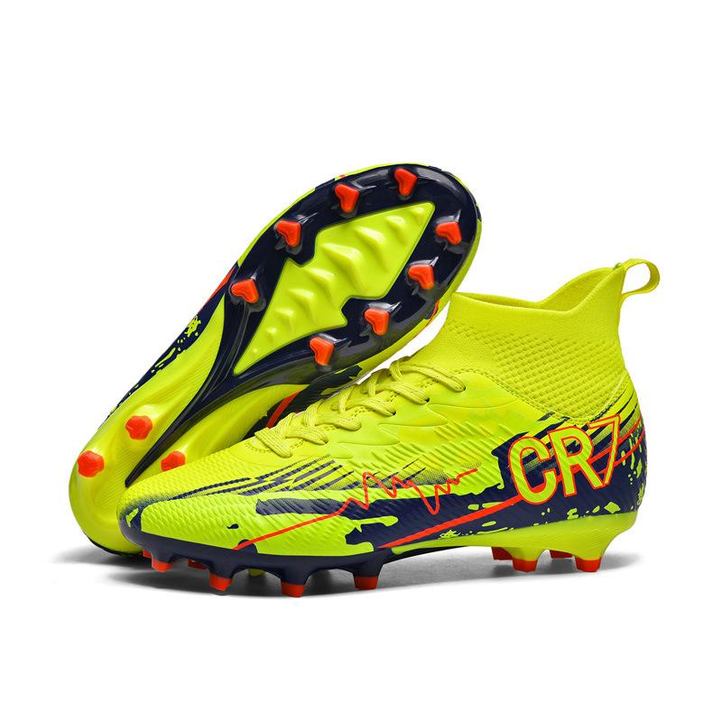 New High-Top Football Shoes Men And Women Youth Training Long Nails Tf Broken Nails Artificial Turf Sports Football Shoes 35