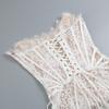 European & American Sexy Lace Irregular Bandeau Dress with Fishbone See-through Waist