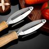 Stainless Steel Fruit Vegetable Peeler with Wood Handle - Kitchen Potato Carrot Apple Peeling Tool, Ergonomic & Sharp Blade for Easy Paring