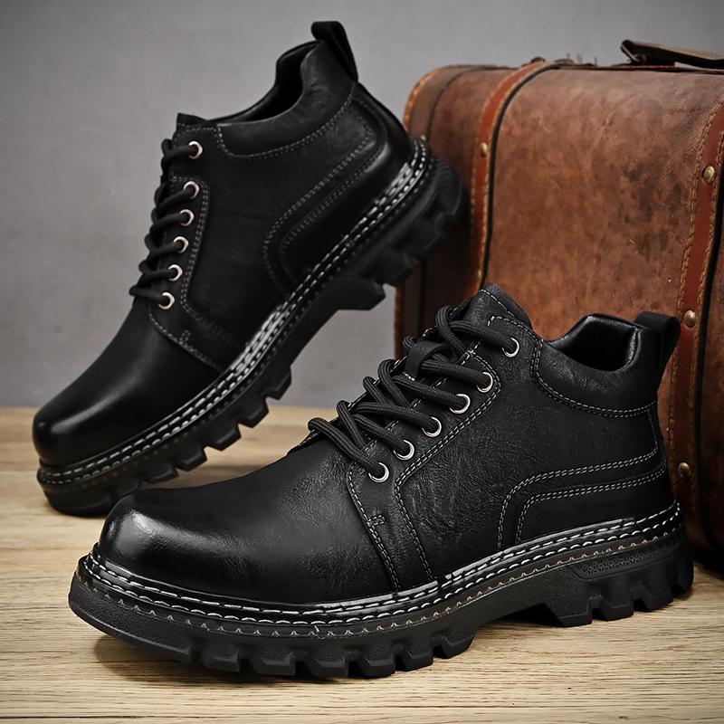 Men's Genuine Leather Retro Large Size Ultra-light Handmade Casual Shoes Men's High-top Ankle Boots