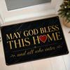 1pc American Blessing Welcome Mat, Light Luxury Black Golden Marble Texture Home Entrance Anti-Slip Foot Mat, Flannel Absorbent Dust-Removing Door Mat