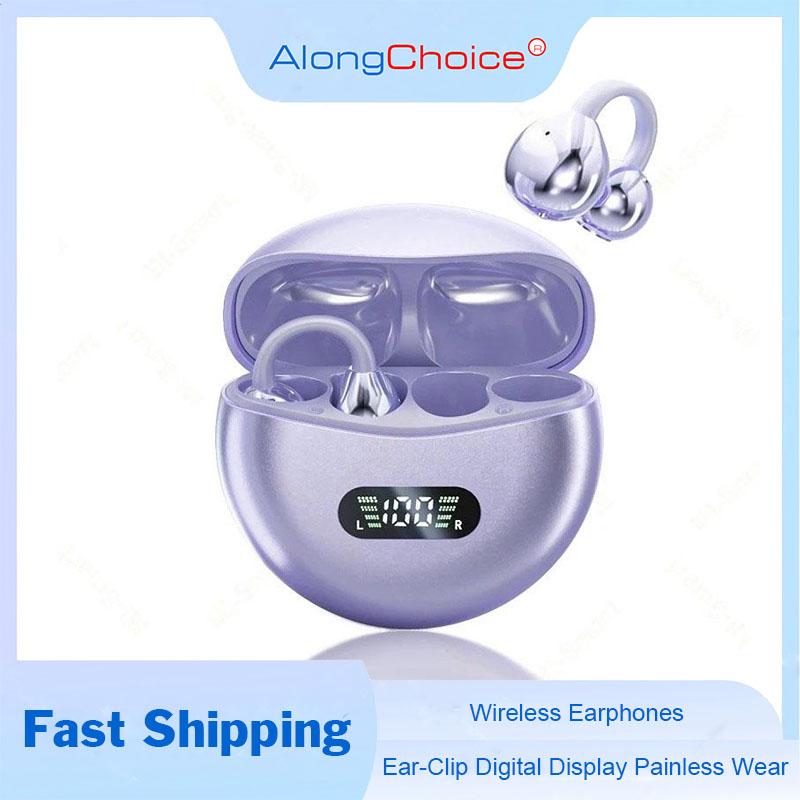 Ear-Clip Painless Wear Wireless Earphones 360° Surround Music Super Bass With HD Microphone Headset Touch Control Low Latency