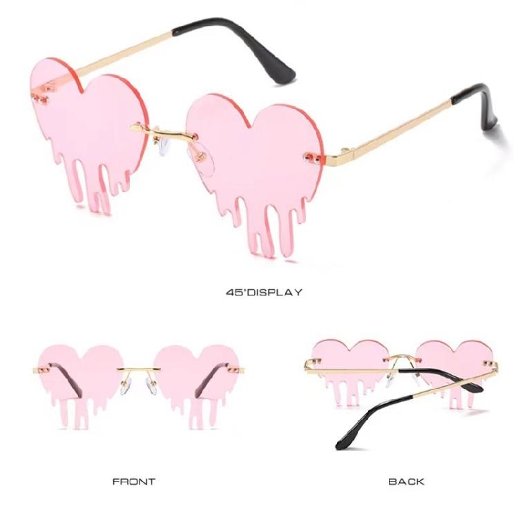 Modern Heart Shape Sunglasses For Ladies And Teens Frameless Eyeglasses For Photo Props And Costume Accessories