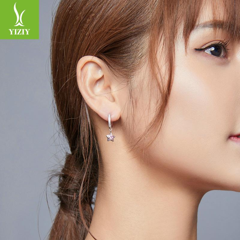 Rosa Pentagramm Ohrringe Damen Internet-Berühmtheit Nische Temperament Stern Ohrringe Bse414