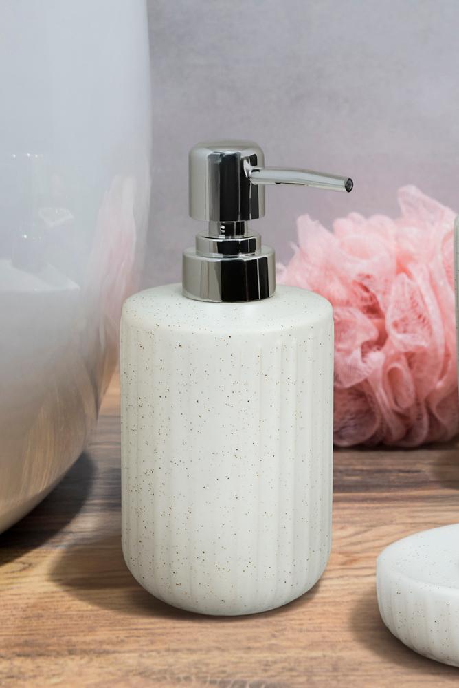 Liquid Soap Dispenser 400 Ml White Silver Ceramic with India Pump