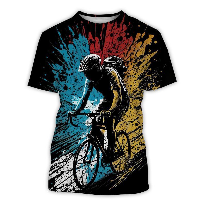 3D Printed Bicycle Cycling T-shirt Men's Plus Size Short-sleeved T Shirt Fashion Casual Round Neck Tees Harajuku Sports Tops