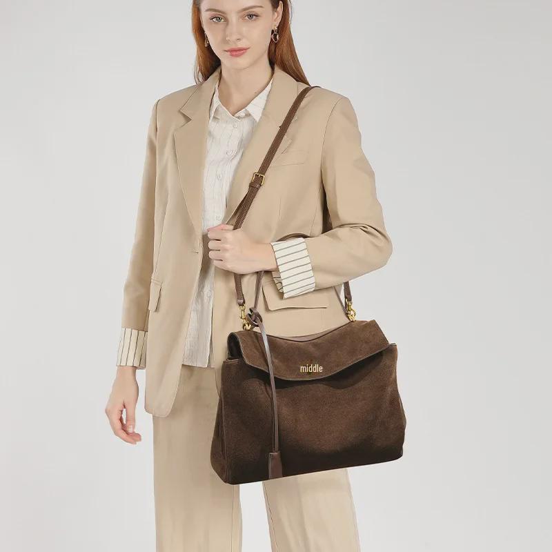 High-Grade Suede Leather Underarm Women's Tote - Niche Handbag with Large Capacity