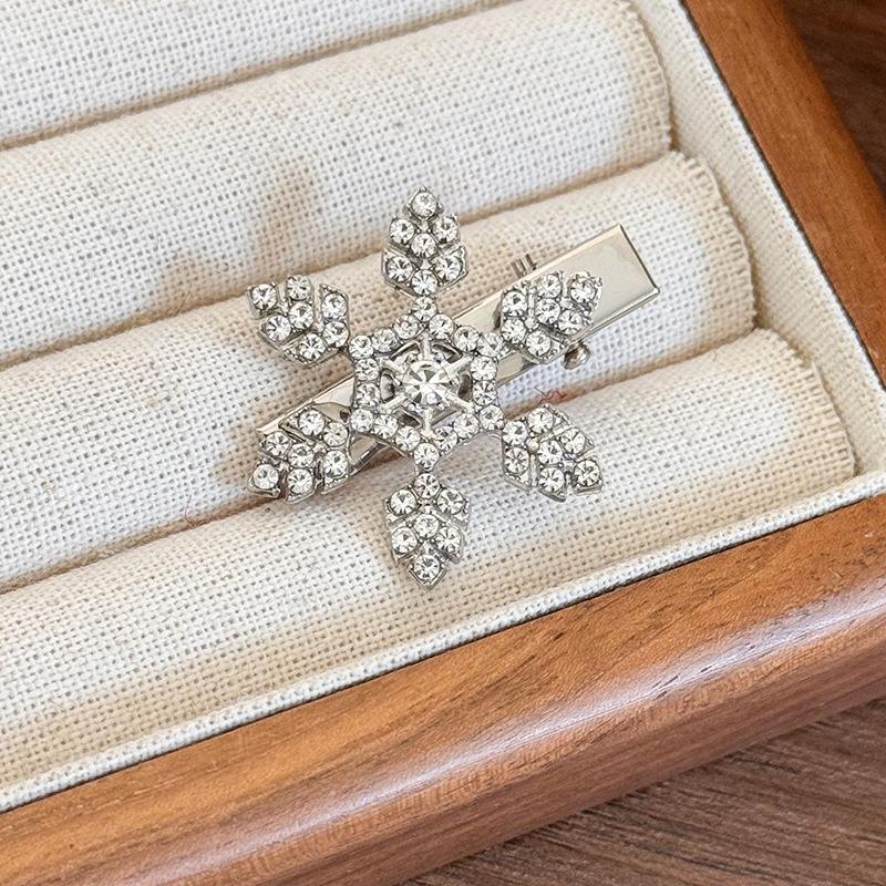 Christmas Diamond Snowflake HairClips Pearl Crystal Hair Hairpins For Woman Girls Sweet Barrettes Fashion Hair Accessories Gifts