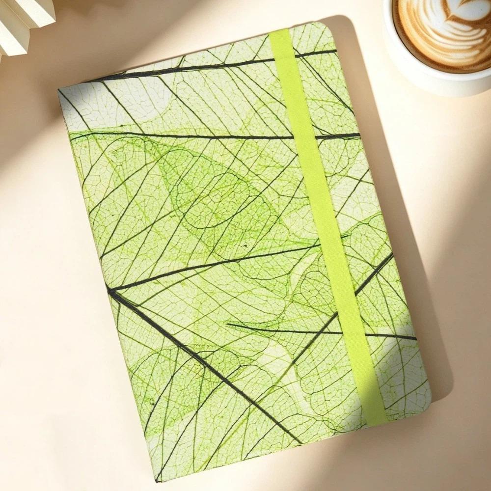 Soft Cover A5 Leaf Vein Notebook Elastic Band Pocket Diary Cloth Notebook  Business Use