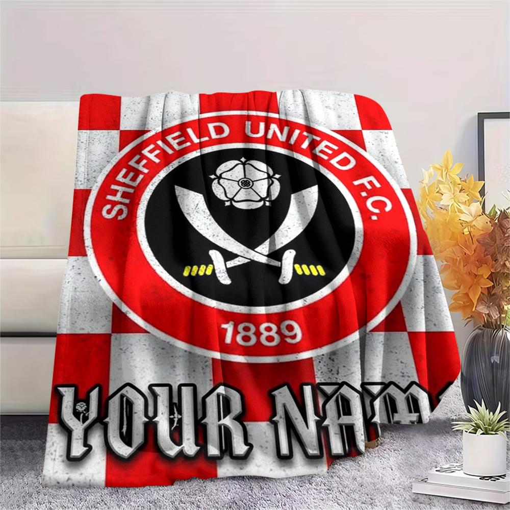 1PC Custom Name Sheffield United FC Patterned Flannel Blanket Suitable For All Seasons for Home Decor Warmth and Comfort Gifts Holiday Present