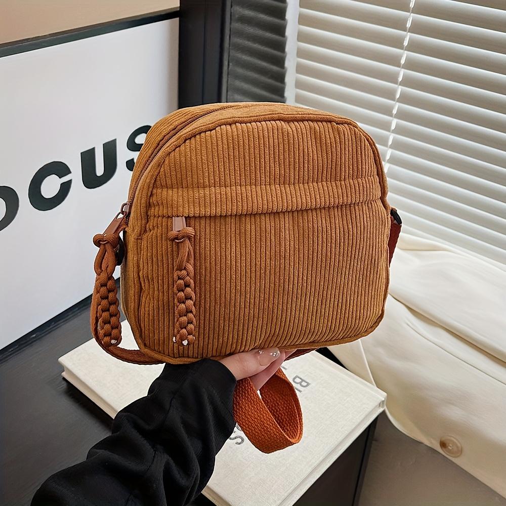 Vintage und vielseitige Harajuku Cord-Umhängetasche, Japanische lässige Cord-Tasche, Schlüssel-Tasche für den Weg zur Arbeit
